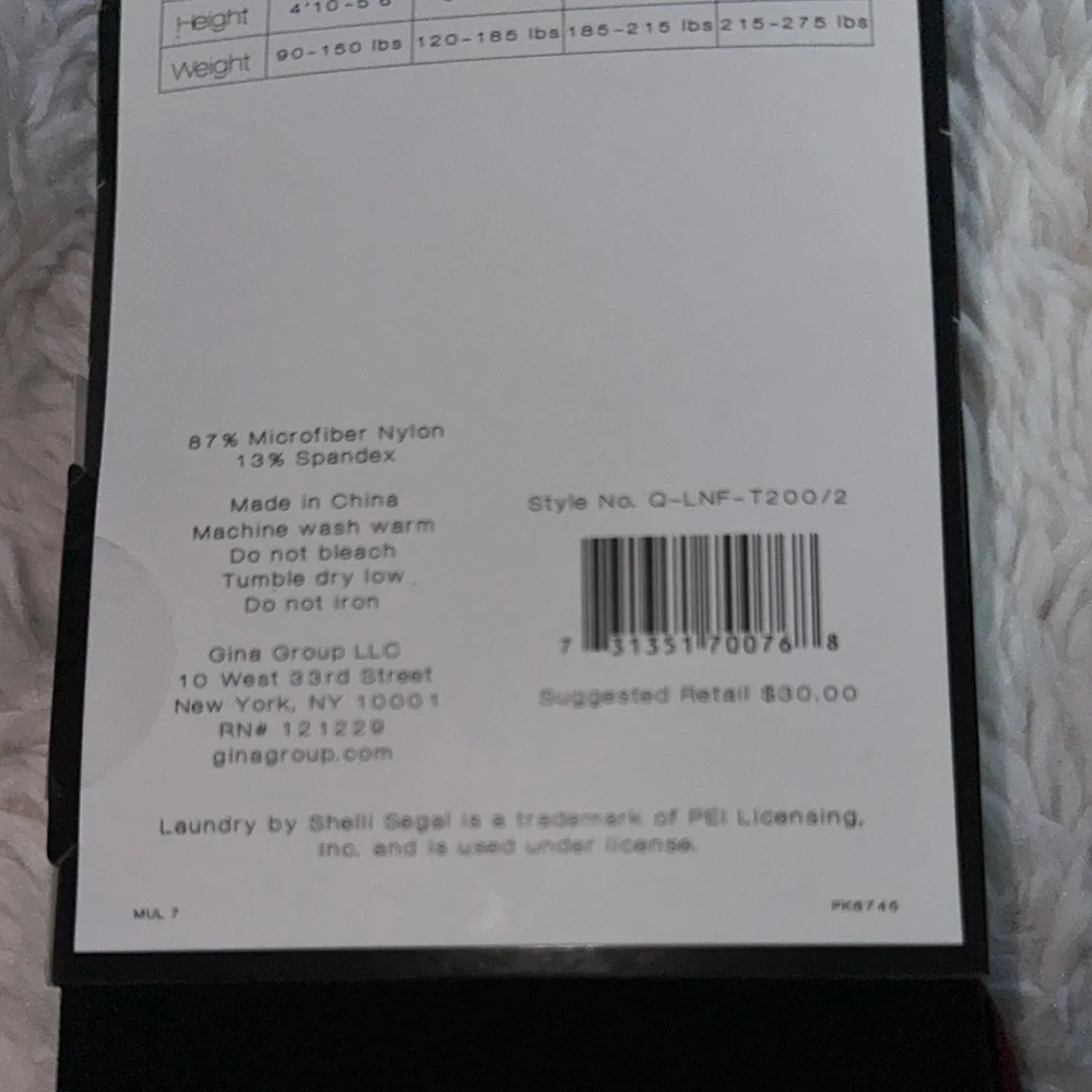 NWT Laundry by Shelli Segal - 2 Pairs of Tights Size L